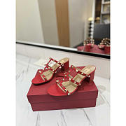 Valentino Rockstud Red Mule Sandals Heel 6cm - 4