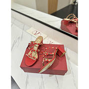 Valentino Rockstud Red Mule Sandals Heel 6cm - 5
