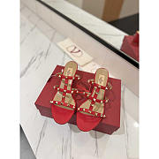 Valentino Rockstud Red Mule Sandals Heel 6cm - 3