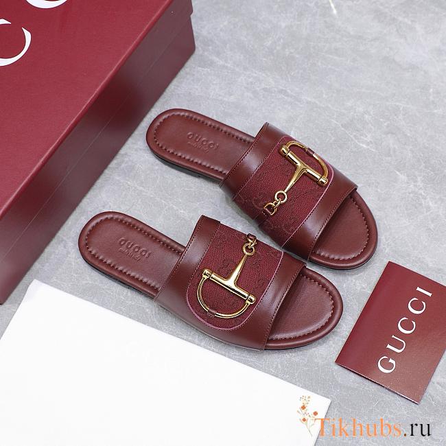 Gucci Slide Sandal with Horsebit Red - 1