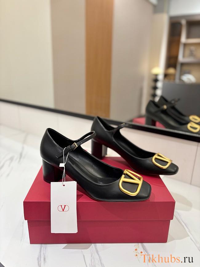Valentino Garavani Ankle Strap Mary Jane Black Gold Pumps 6cm - 1