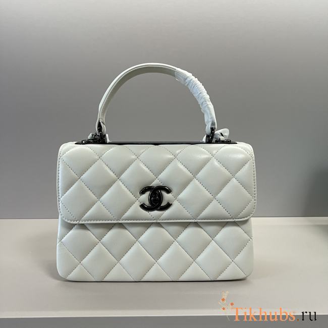 Chanel Trendy Top Handle White Black Lambskin Bag 25cm - 1