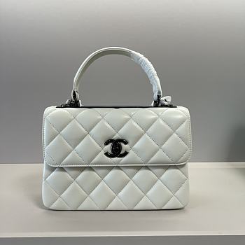 Chanel Trendy Top Handle White Black Lambskin Bag 25cm