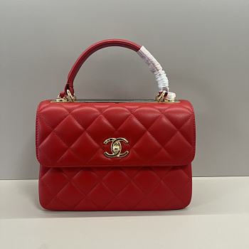 Chanel Trendy Lambskin Red Gold Hardware 25x12x17cm