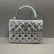 Chanel Trendy Top Handle Silver Lambskin Bag 25cm - 1