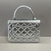 Chanel Trendy Top Handle Silver Lambskin Bag 25cm - 6