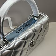 Chanel Trendy Top Handle Silver Lambskin Bag 25cm - 4