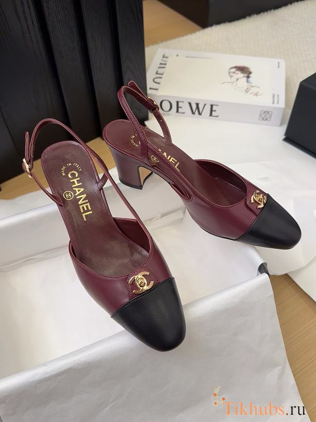 Chanel Slingback Pump Red Wine 6.5cm - 1
