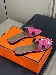 Hermes Oran Pink Crocodile slides - 5