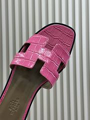 Hermes Oran Pink Crocodile slides - 4