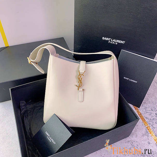 YSL Le 5 a 7 Soft Small Hobo Bag In Smooth Leather White 23x22x8cm - 1