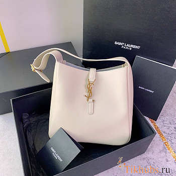 YSL Le 5 a 7 Soft Small Hobo Bag In Smooth Leather White 23x22x8cm