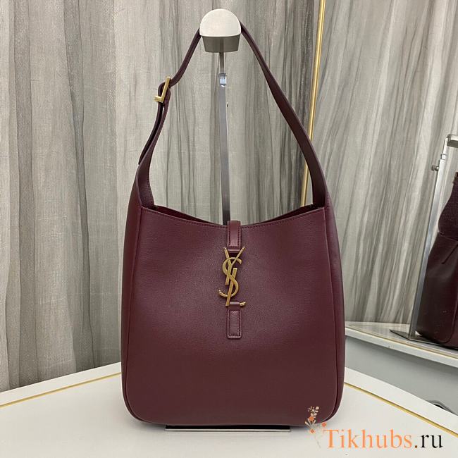 YSl Le 5 a 7 Soft Small Hobo Bag Red Wine 23x22x8cm - 1