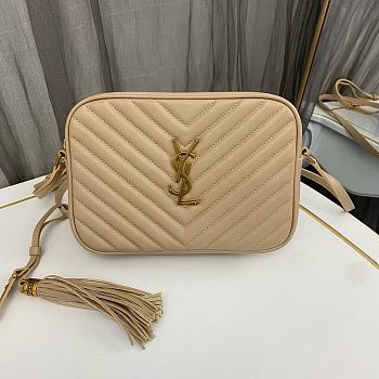 YSL Lou Camera Bag Beige Leather Gold 23x16x6cm