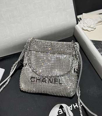 Chanel Mini 22 Handbag Silver 17x15x4cm
