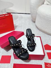 Valentino Garavani Rockstud Espadrille Platform Wedge Black 10cm - 1
