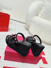 Valentino Garavani Rockstud Espadrille Platform Wedge Black 10cm - 5