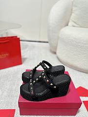 Valentino Garavani Rockstud Espadrille Platform Wedge Black 10cm - 3