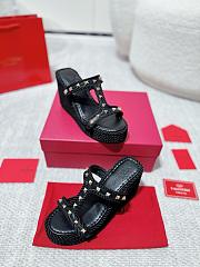 Valentino Garavani Rockstud Espadrille Platform Wedge Black 10cm - 2