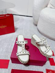 Valentino Garavani Rockstud Espadrille Platform Wedge White 10cm - 3