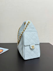 Chanel 25 Small Handbag Light Blue Calfskin Gold 30x26x14cm - 5