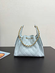 Chanel 25 Small Handbag Light Blue Calfskin Gold 30x26x14cm - 4