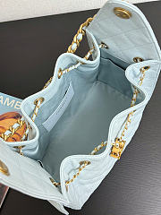 Chanel 25 Small Handbag Light Blue Calfskin Gold 30x26x14cm - 3