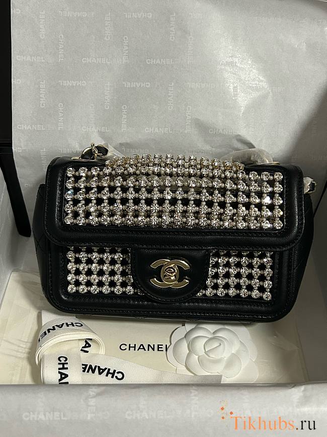 Chanel Evening 25P Flap Bag Black Gold 18cm - 1