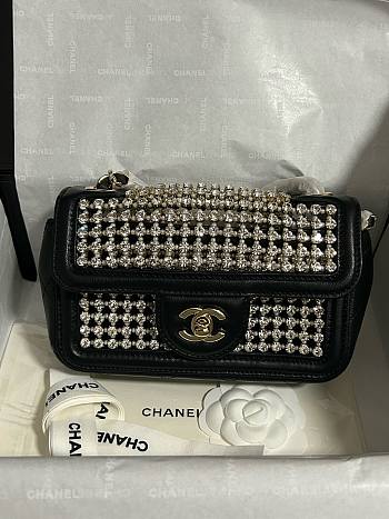 Chanel Evening 25P Flap Bag Black Gold 18cm