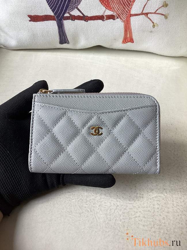 Chanel Card Holder Grey Caviar Gold 12x7.5x2.5cm - 1