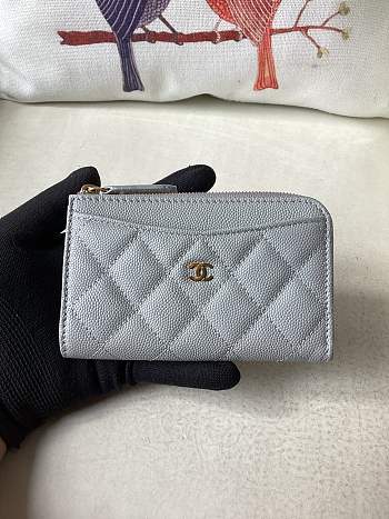 Chanel Card Holder Grey Caviar Gold 12x7.5x2.5cm