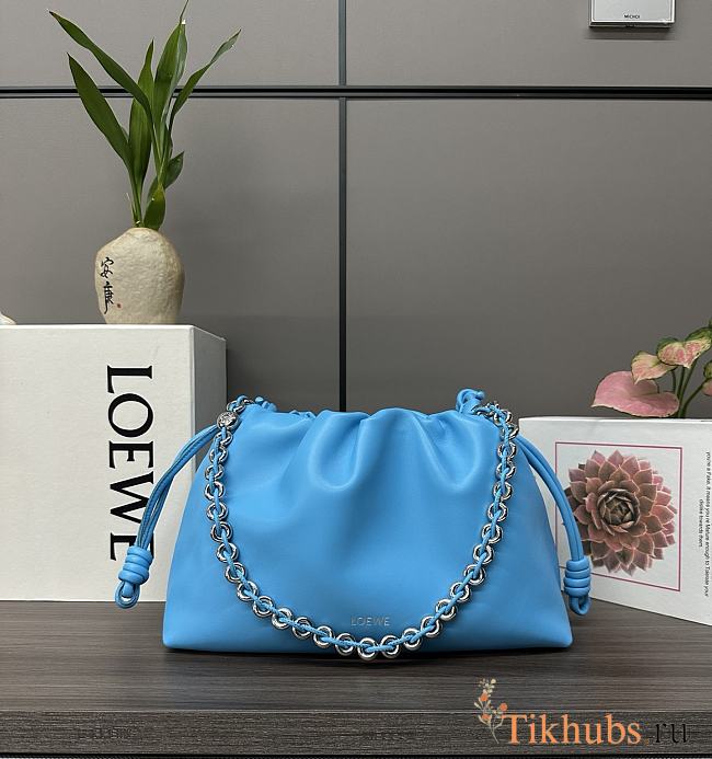 Loewe Flamenco Purse Blue Bag Lambskin 30x20x10.5cm - 1