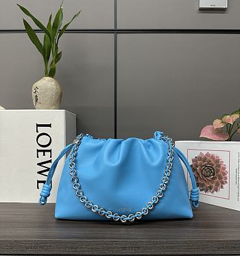 Loewe Flamenco Purse Blue Bag Lambskin 30x20x10.5cm