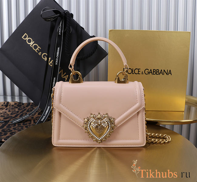 Dolce & Gabbana Mini Devotion Pink Top Handle Bag 19x4.5x13cm - 1