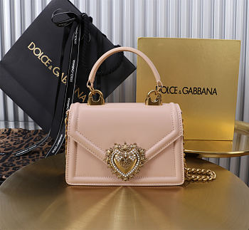 Dolce & Gabbana Mini Devotion Pink Top Handle Bag 19x4.5x13cm