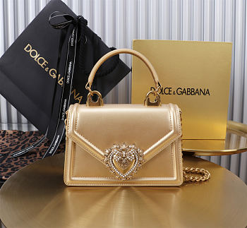 Dolce & Gabbana Mini Devotion Gold Top Handle Bag 19x4.5x13cm