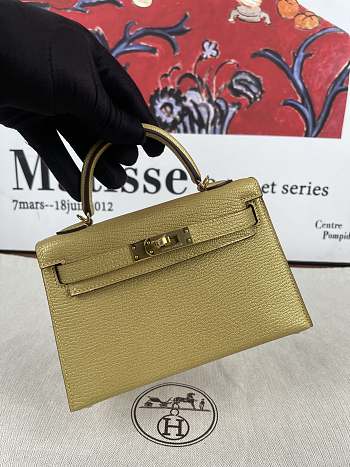 Hermes Mini Kelly Gold Metallic 19cm