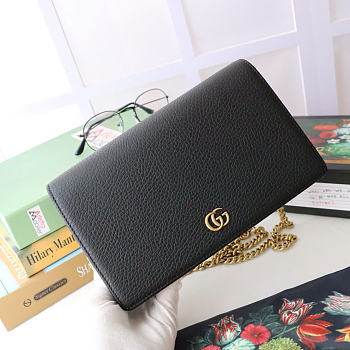 Gucci GG Marmont Chain Wallet Black Gold 20x12.5x4cm