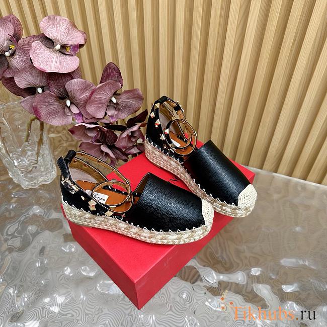 Valentino Garavani Leather Espadrilles Black 5cm - 1