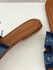 Celine Triomphe Blue Denim Slides - 5