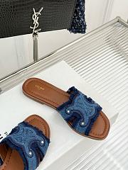 Celine Triomphe Blue Denim Slides - 3