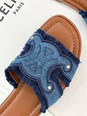 Celine Triomphe Blue Denim Slides - 2