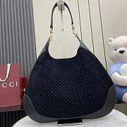 Gucci B Shoulder Bag Dark Black Suede 49x46x4cm - 5