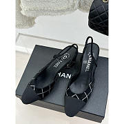 Chanel Slingbacks Black Oatskin Grosgrain Low 6cm - 3