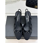 Chanel Slingbacks Black Oatskin Grosgrain Low 6cm - 4