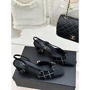 Chanel Slingbacks Black Oatskin Grosgrain Low 6cm - 2