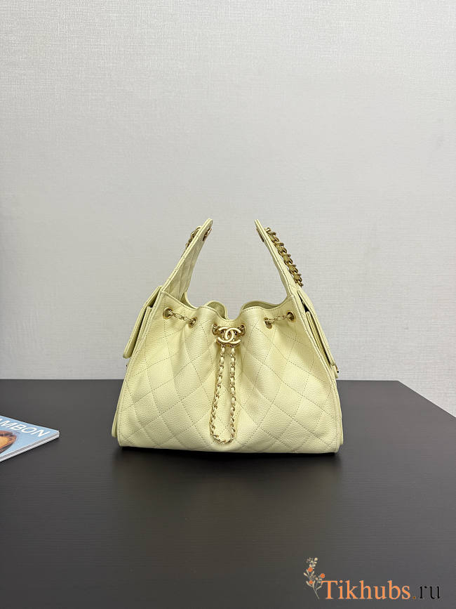 Chanel 25 Small Handbag Light Yellow Calfskin Gold 30x26x14cm - 1