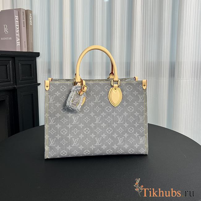 Louis Vuitton LV OnTheGo MM Grey Denim 35x27x14cm - 1