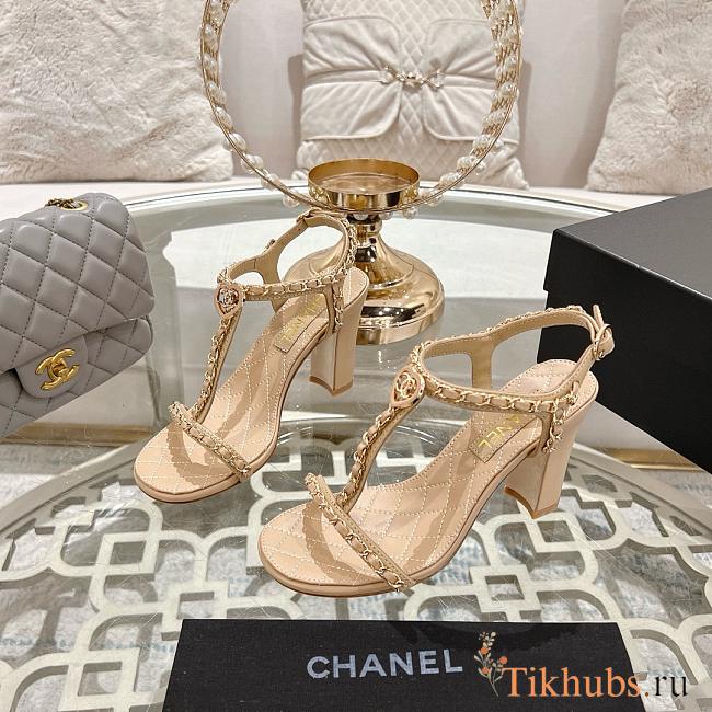 Chanel Beige Sandal Heel 8.5cm - 1