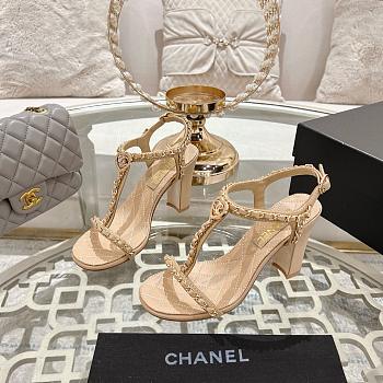 Chanel Beige Sandal Heel 8.5cm